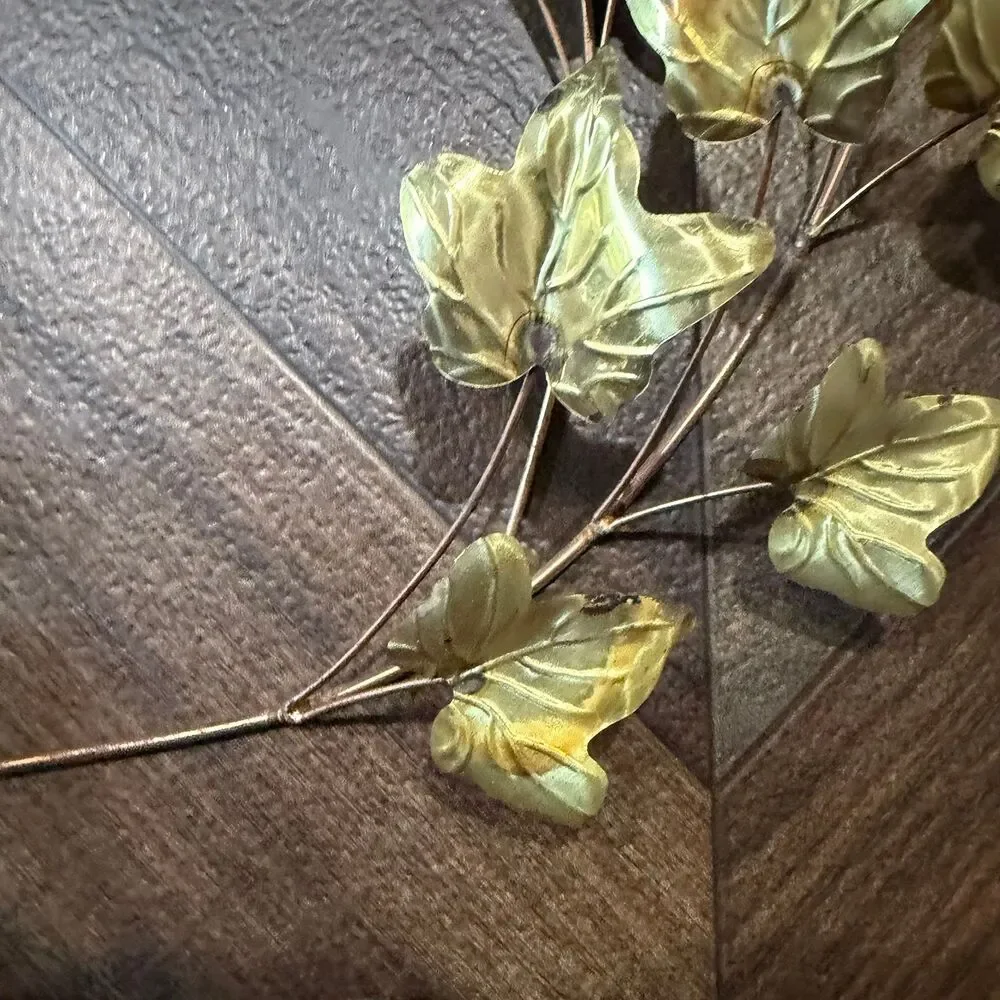 Vintage MCM Home Interiors Homco Gold Tone Leaf Wall Hanging Decor Set of 2